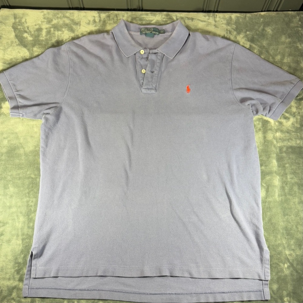 Polo Ralph Lauren 100% Cotton Polo Shirt Men's XL Light Purple Orange Pony